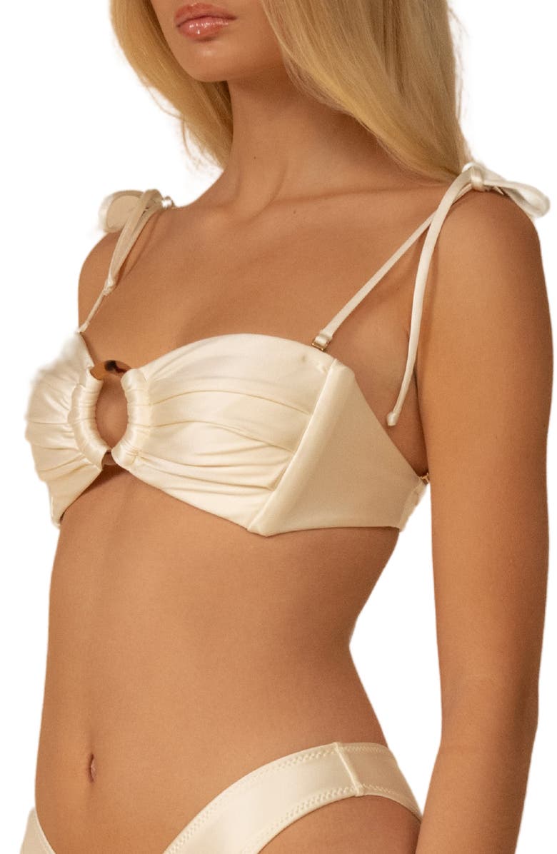MONTCE Cream Silkie Tori Ties Bandeau Bikini Top, Alternate, color, 