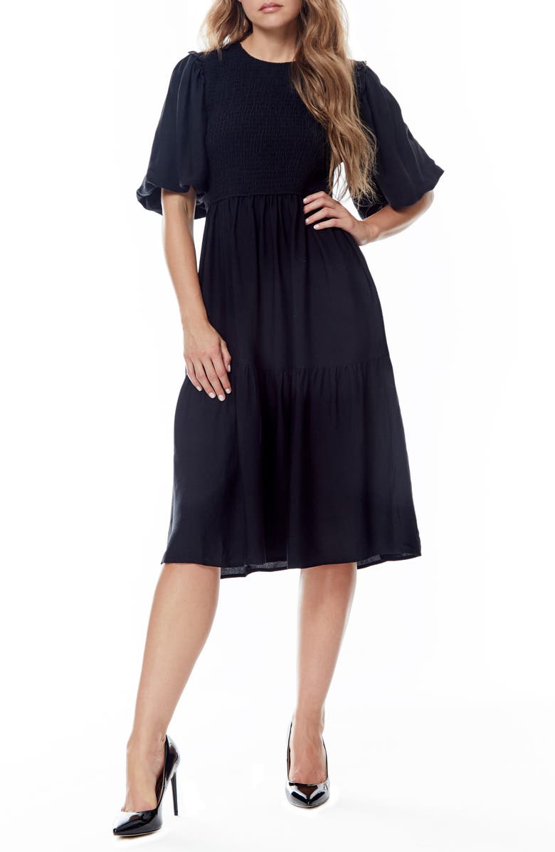 BY DESIGN Palmer Smocked Bodice Maxi Dress, Main, color, Black