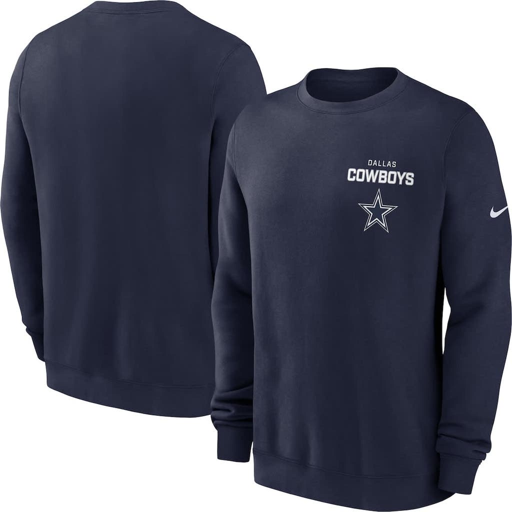 Nike Navy Dallas Cowboys Primetime Club Fleece Pullover Sweatshirt In Blue