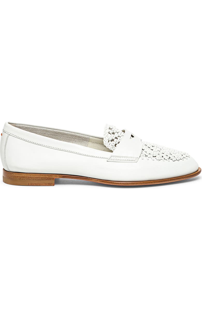 Santoni Women's Leather Penny Loafer, Main, color, White