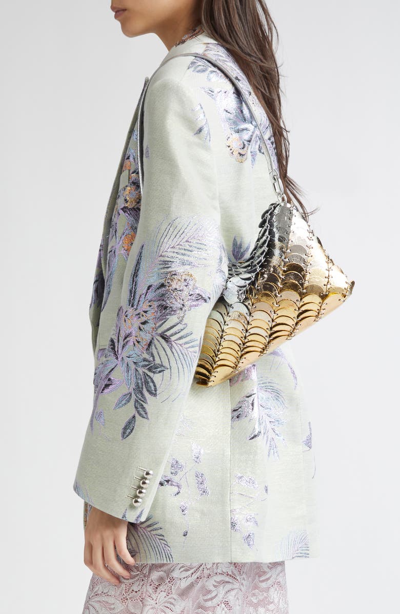 Rabanne Paco Metallic Leather Hobo Bag, Alternate, color,