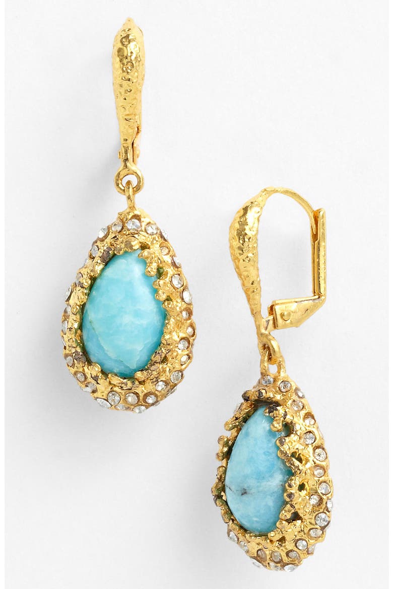 'Elements - Floral' Teardrop Earrings, Main, color, GOLD/ TURQUOISE