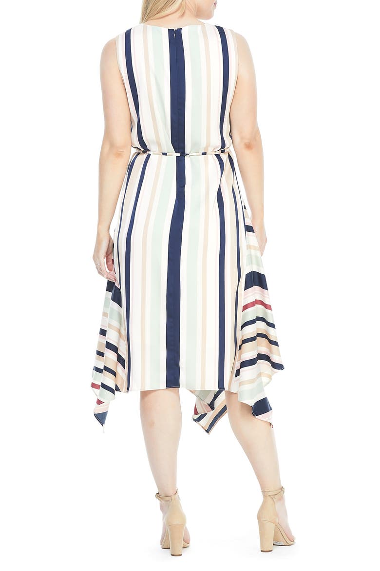 Stripe Handkerchief Hem Satin Dress, Alternate, color, BLUSH