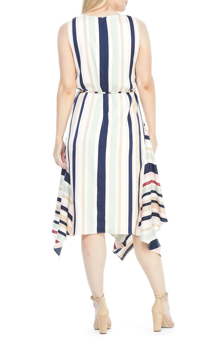 Maggy London Stripe Handkerchief Hem Satin Dress, Alternate, color, 