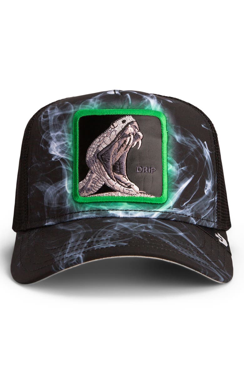 Goorin Bros. Dead Presidents Patch Trucker Hat, Alternate, color, Black