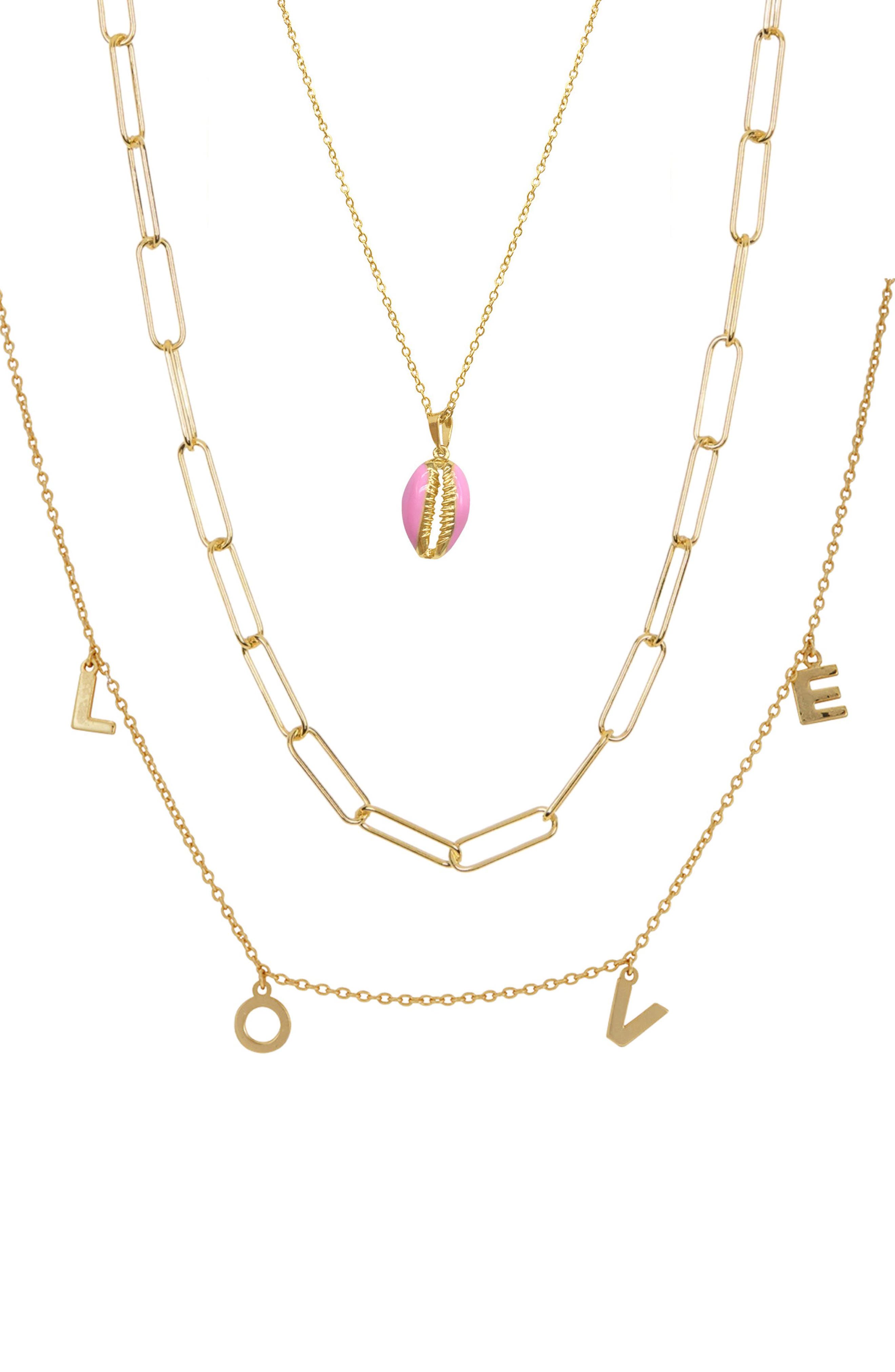 Adornia 'Love" Pendant Layered Chain Necklace