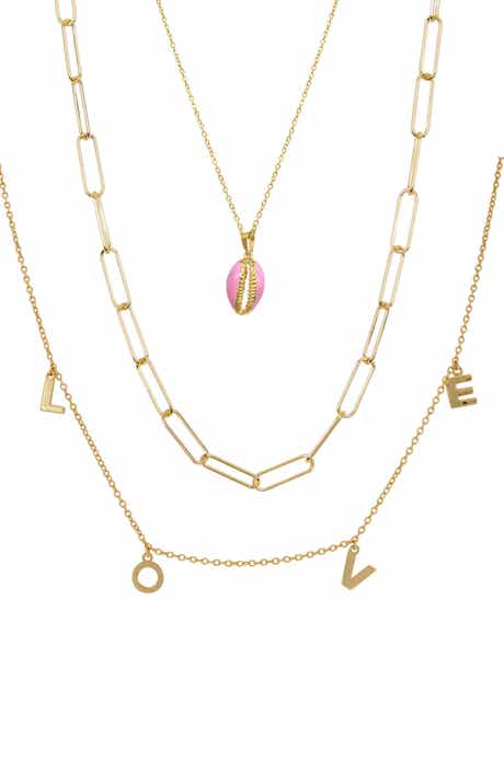 Adornia 'Love" Pendant Layered Chain Necklace