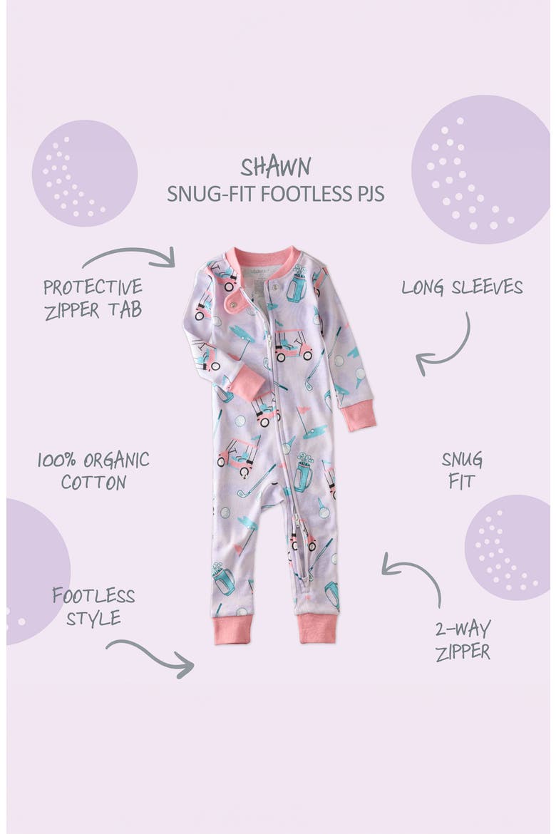 Shawn Footless Organic Cotton One-Piece Pajamas, Alternate, color, LITTLE GOLFER PURPLE