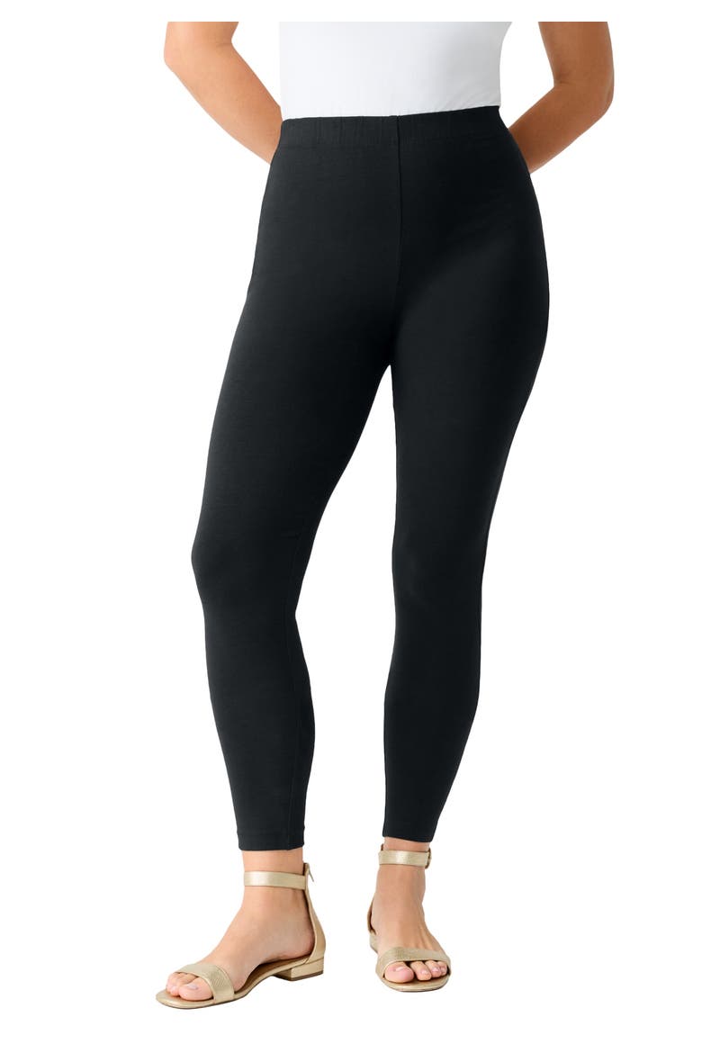 Plus Size Essential Stretch Ankle Length Pull On Legging, Main, color, BLACK