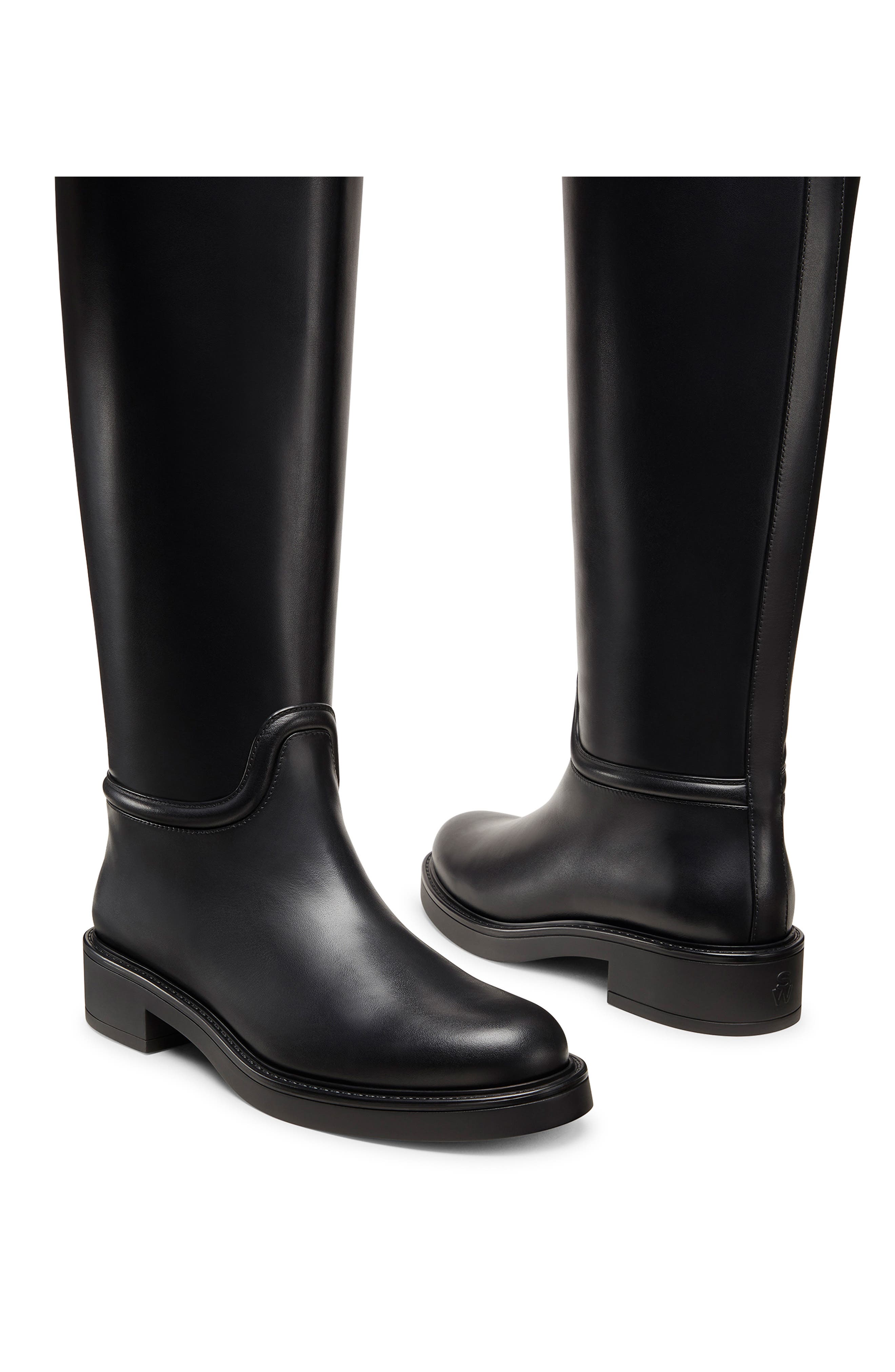 Stuart Weitzman Celia Riding Boot, Alternate, color, Black