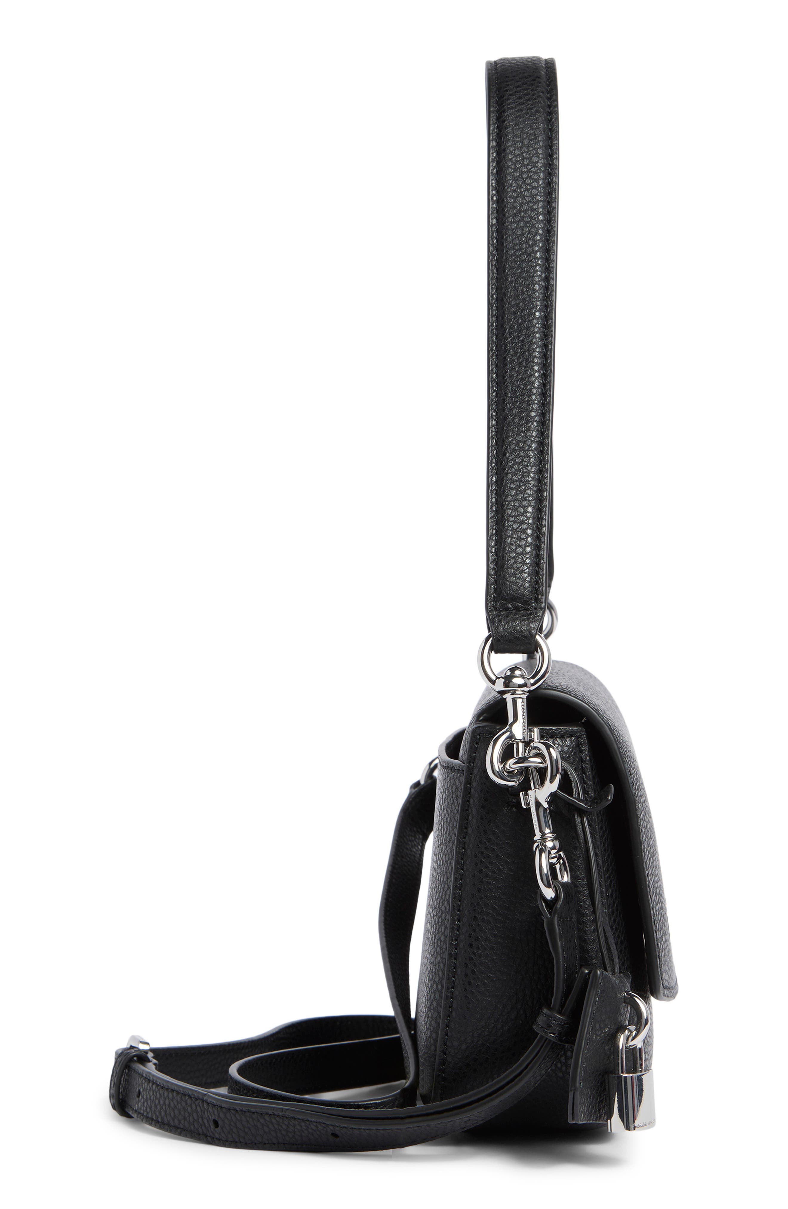 Marc Jacobs The Bold Saddle Leather Shoulder Bag, Alternate, color, Black