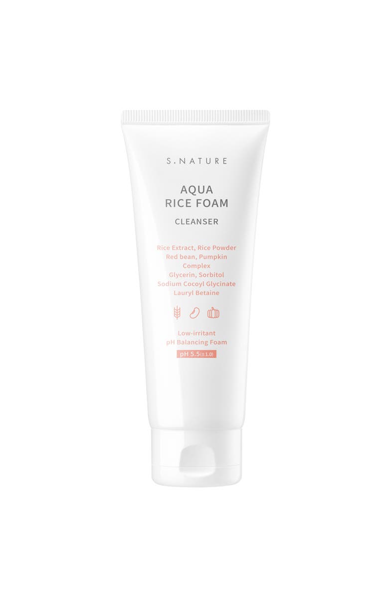 S.NATURE AQUA RICE FOAM CLEANSER, 160ml, Main, color,