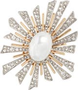 Kenneth Jay Lane Faux Pearl Sunburst Pin