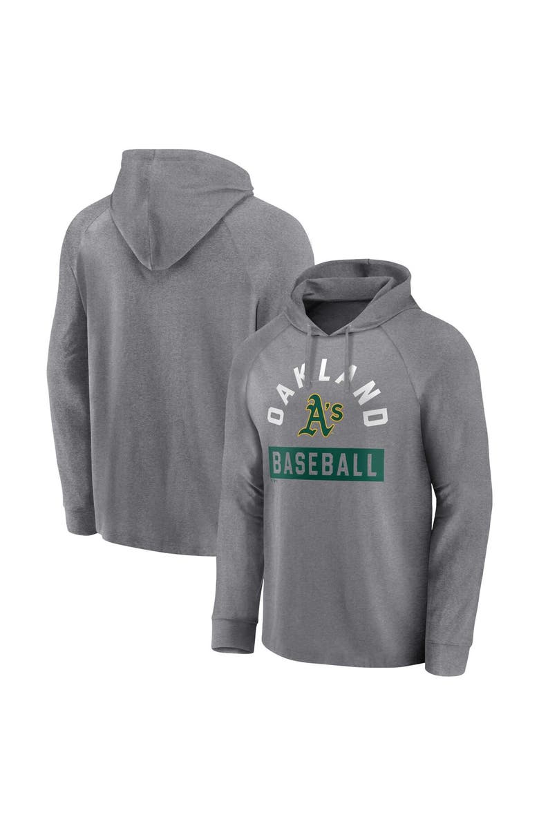 FANATICS Men's Fanatics Branded Gray Oakland Athletics No Time Off Raglan Pullover Hoodie, Main, color, Gray