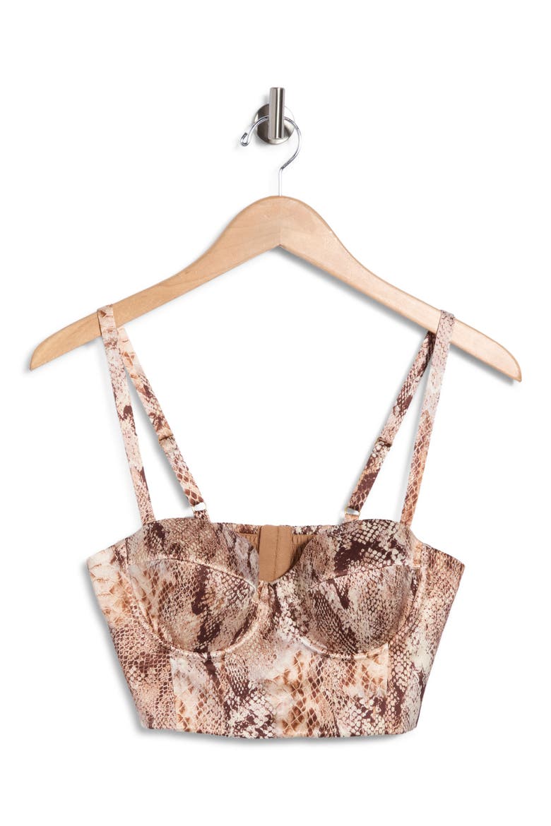 Sonya Snake Print Silk Bralette, Alternate, color, TAN MULTI WESTERN SNAKE