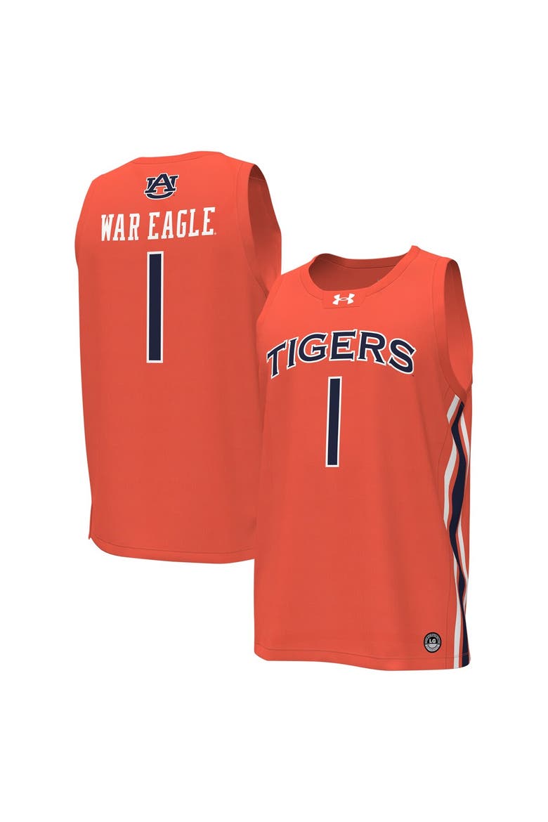 Men's Under Armour #1 Orange Auburn Tigers Replica Basketball Jersey, Main, color, Orange