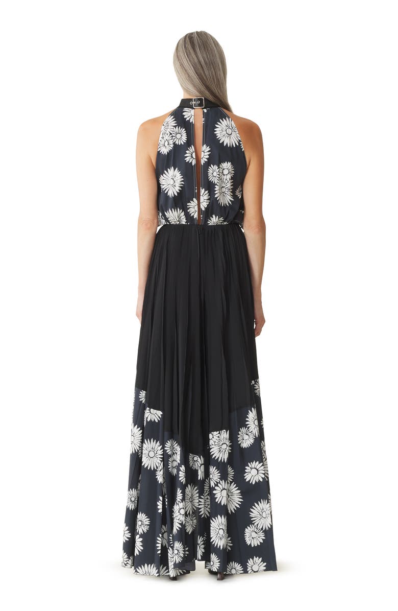 Lanvin Pleated Dress In Charmeuse And Printed Cotton, Alternate, color, Floral, Geometric