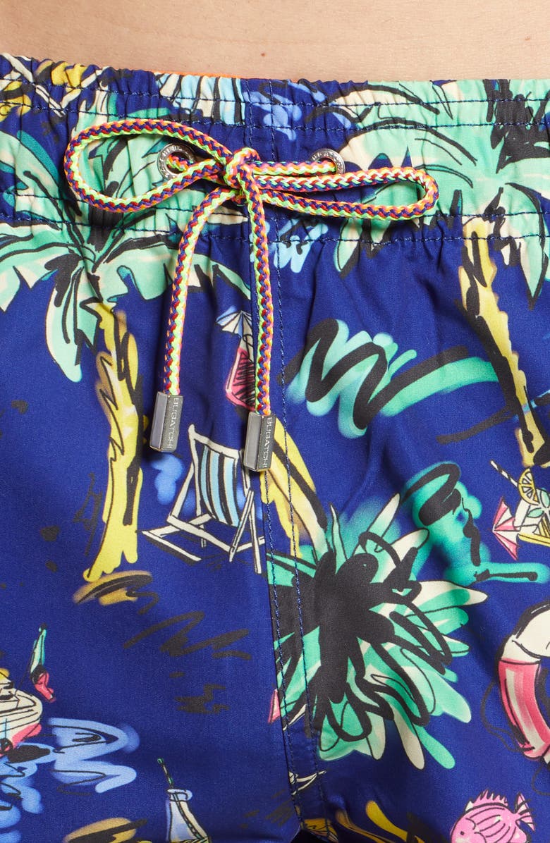 Bugatchi Print Swim Trunks, Alternate, color,