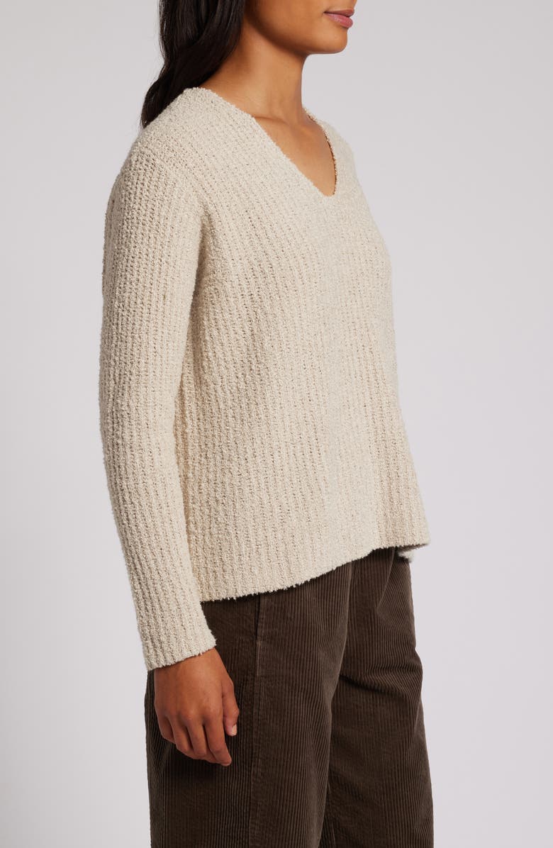 Eileen Fisher V-Neck Organic Cotton & Cashmere Blend Sweater, Alternate, color, Chalk
