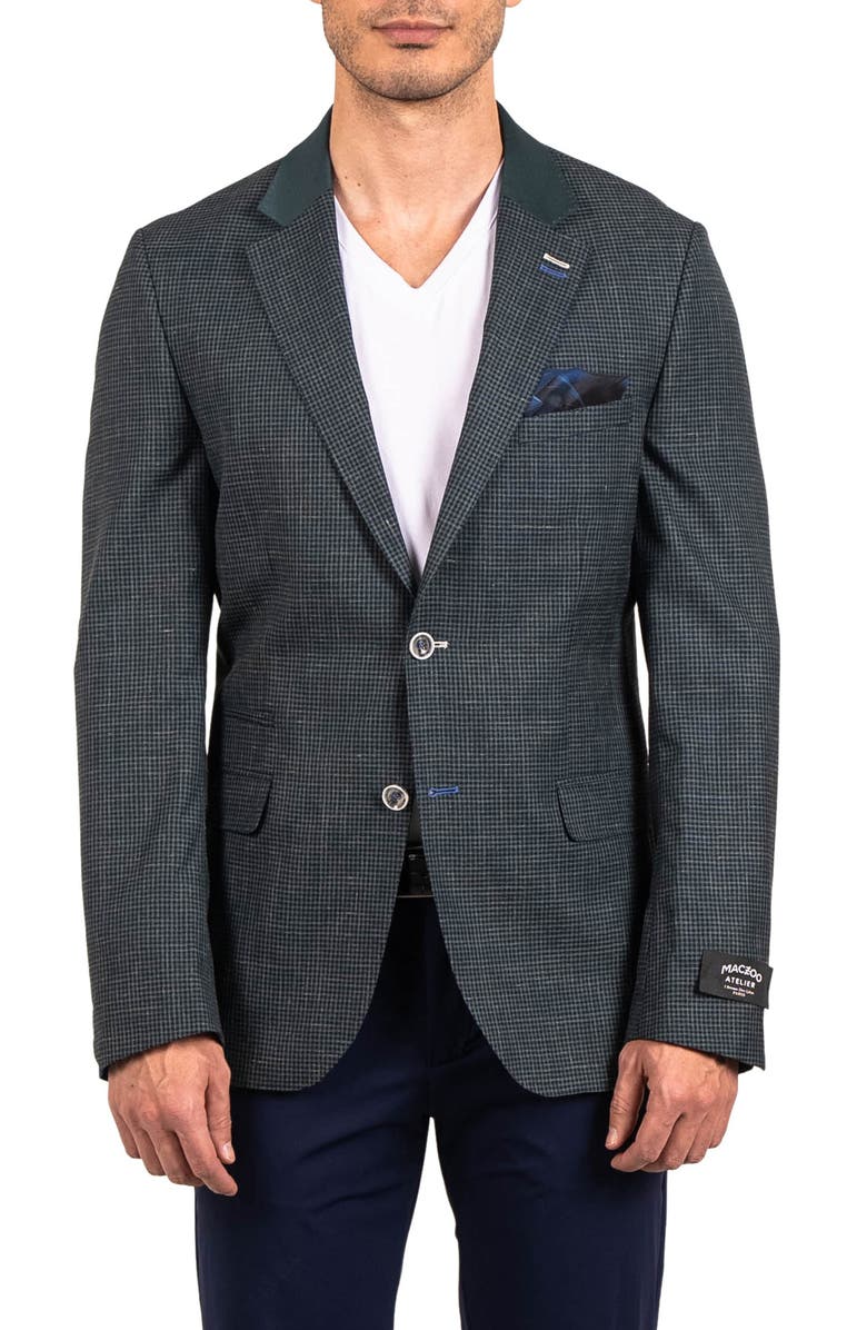 Maceoo Socrate Evo Resistance5 Check Virgin Wool, Silk & Linen Blazer, Main, color, 