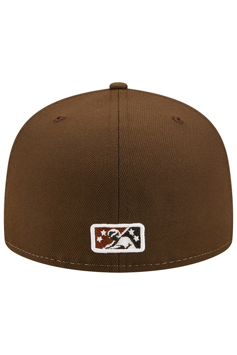 Men's New Era Brown/White Portland Sea Dogs Theme Night 59FIFTY Fitted Hat, Alternate, color, Brown