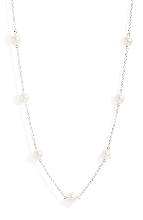 Akoya Pearl Station Chain Necklace