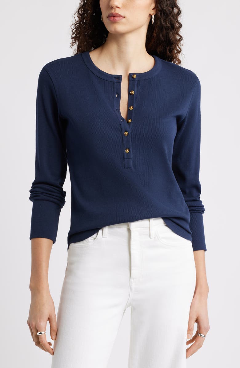 Caslon<sup>®</sup> Rib Henley, Main, color, Navy Still