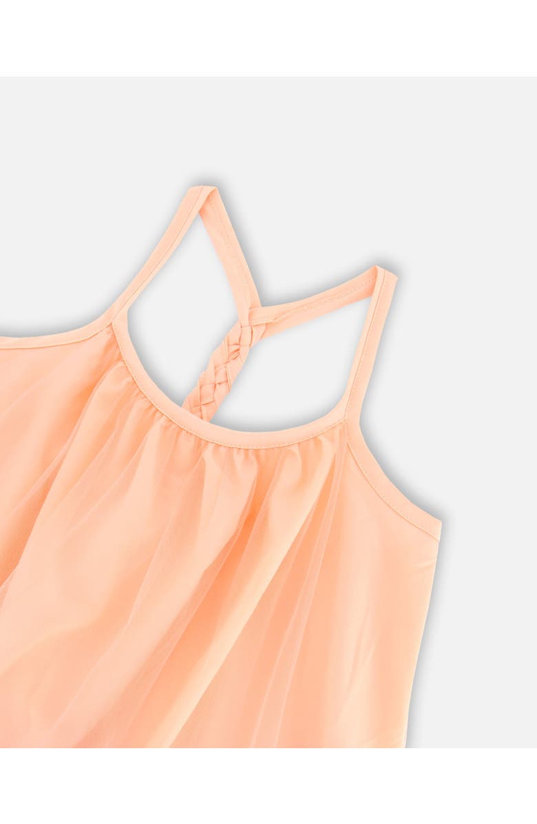 Deux par Deux Girl's Sleeveless Colorblock Mesh Dress Lavender And Salmon, Alternate, color, 