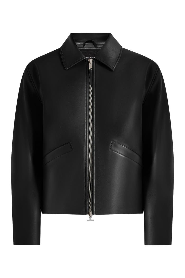 Yves Minimal Leather Jacket, Alternate, color, Black