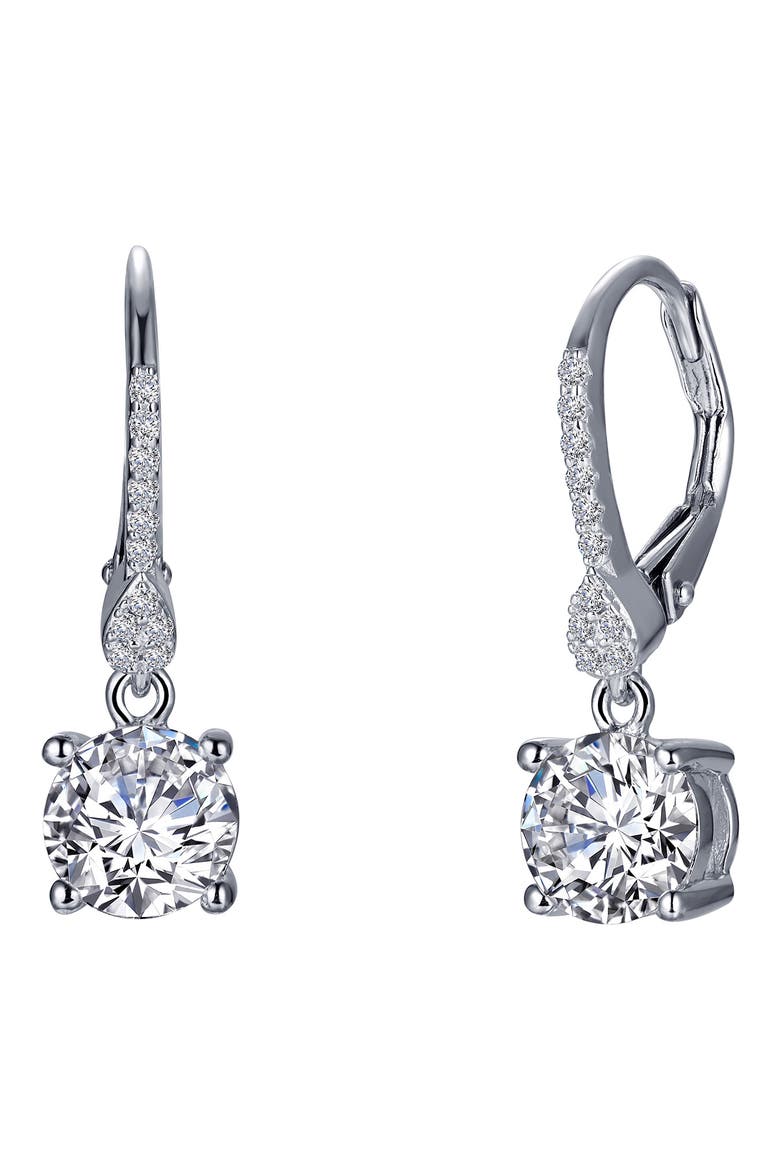Solitaire Simulated Diamond Drop Earrings, Main, color, CLEAR/ SILVER