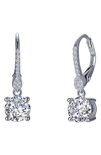 Lafonn Solitaire Simulated Diamond Drop Earrings In Silver