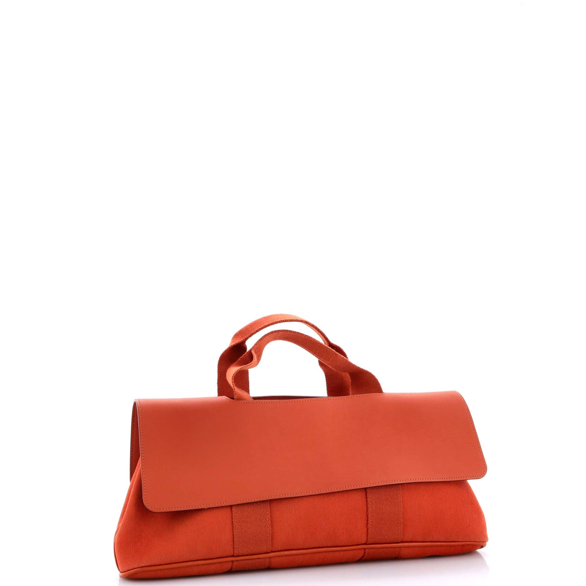 Pre-Owned Hermes Valparaiso East West Bag Toile and Leather PM, Alternate, color, Potiron