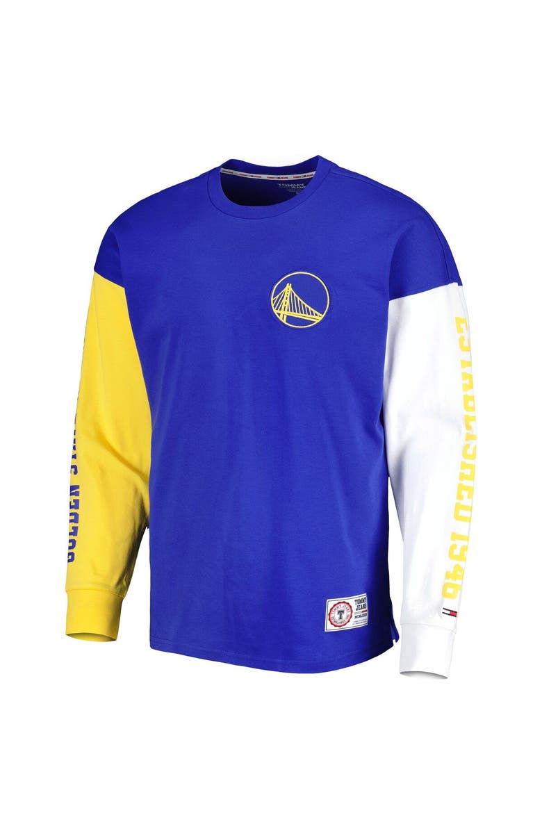TOMMY JEANS Men's Tommy Jeans Royal Golden State Warriors Richie Color Block Long Sleeve T-Shirt, Alternate, color, 