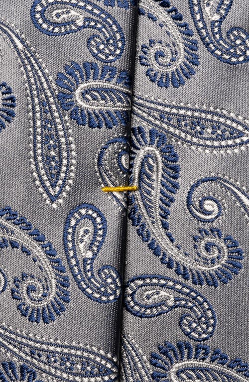 Eton Grey Paisley Silk Jacquard Tie In Gray