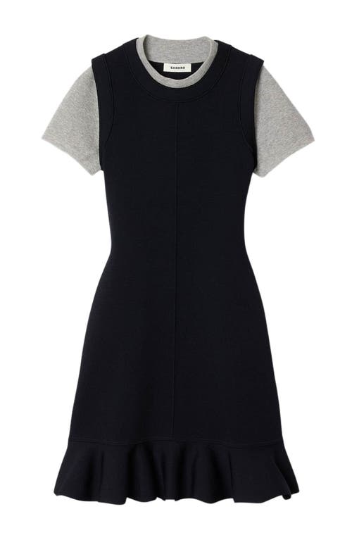 Sandro 2-in-1 Short Knit Dress In Blue