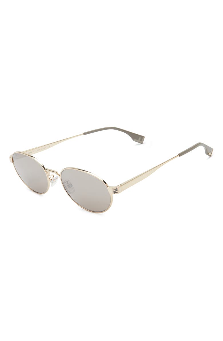 Fendi Sky 55mm Oval Sunglasses, Alternate, color, Gold / Brown Mirror