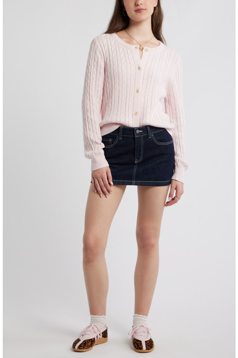 Button Front Cotton Blend Cardigan, Alternate, color, PINK PRIMROSE