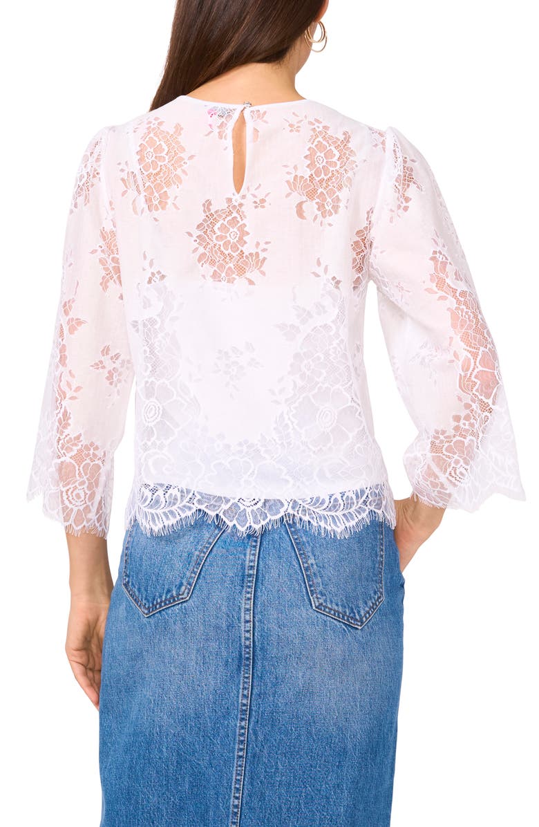 Vince Camuto Lace Scalloped Hem Top, Alternate, color, 