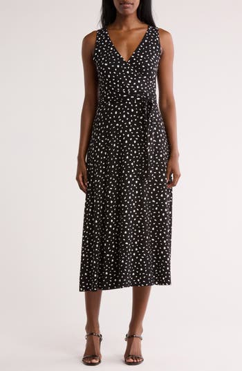 Loveappella Wrap Midi Dress In Black