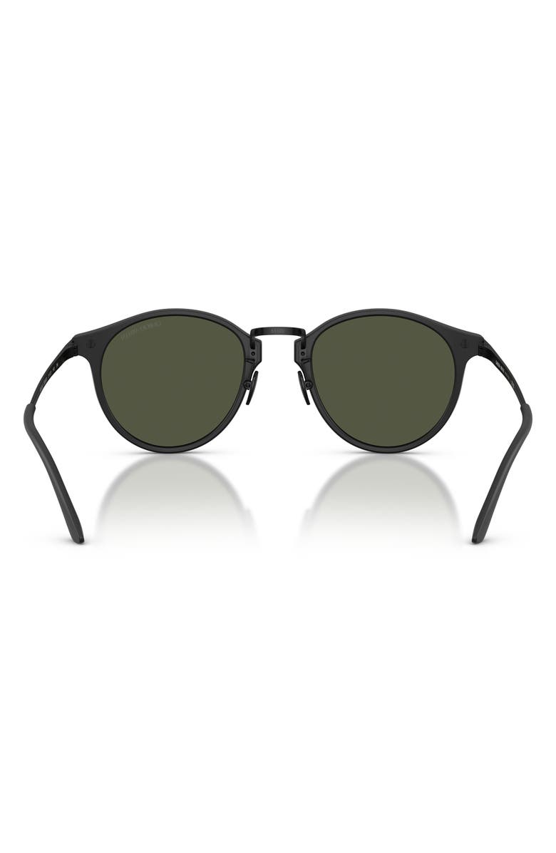 ARMANI 51mm Round Sunglasses, Alternate, color, Matte Black / Green
