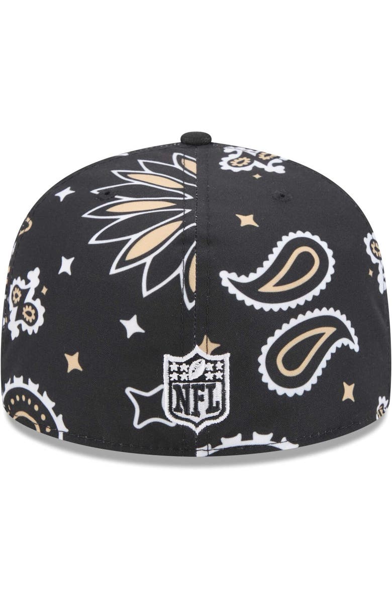 New Era Men's New Era Black New Orleans Saints Paisley 59FIFTY Fitted Hat, Alternate, color, Black