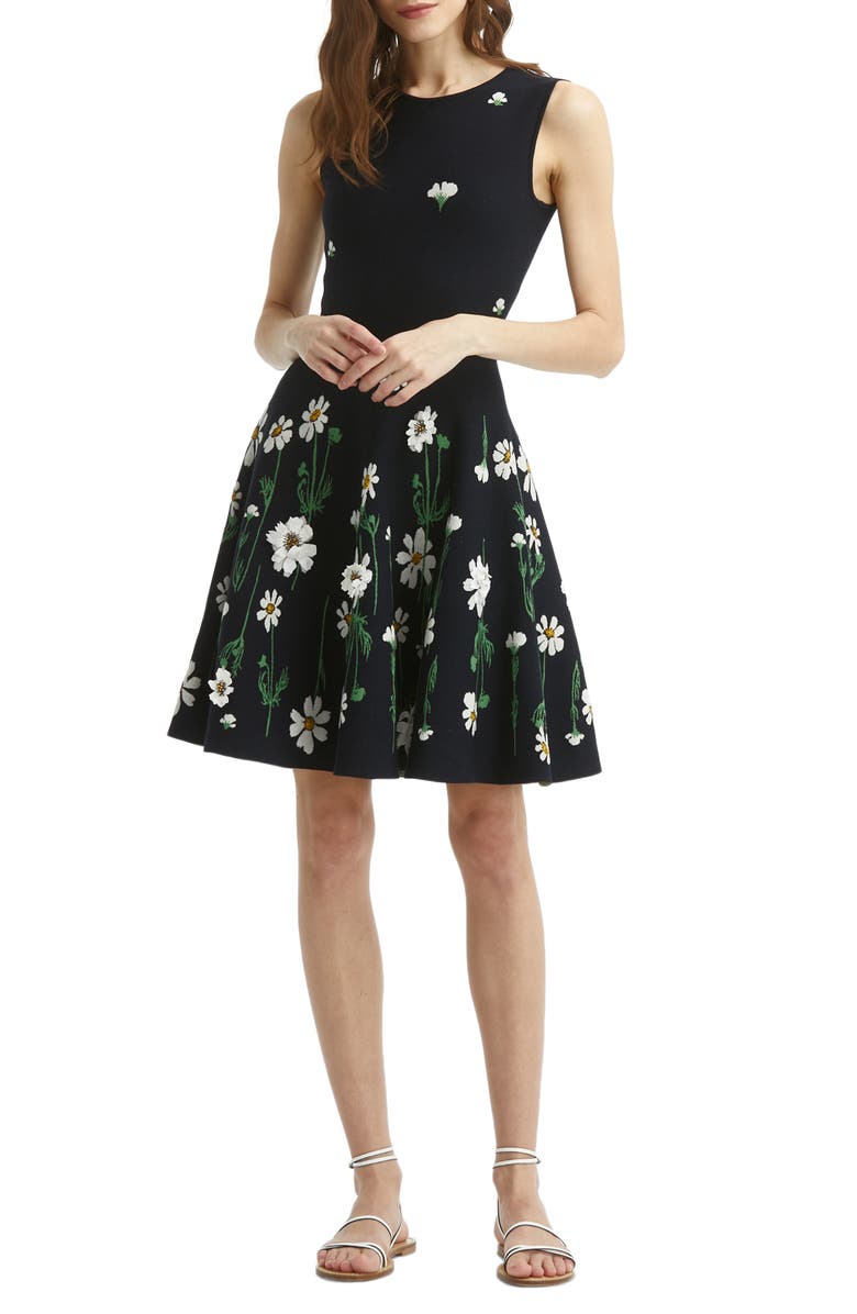 Oscar de la Renta Floral Fit & Flare Dress, Main, color,