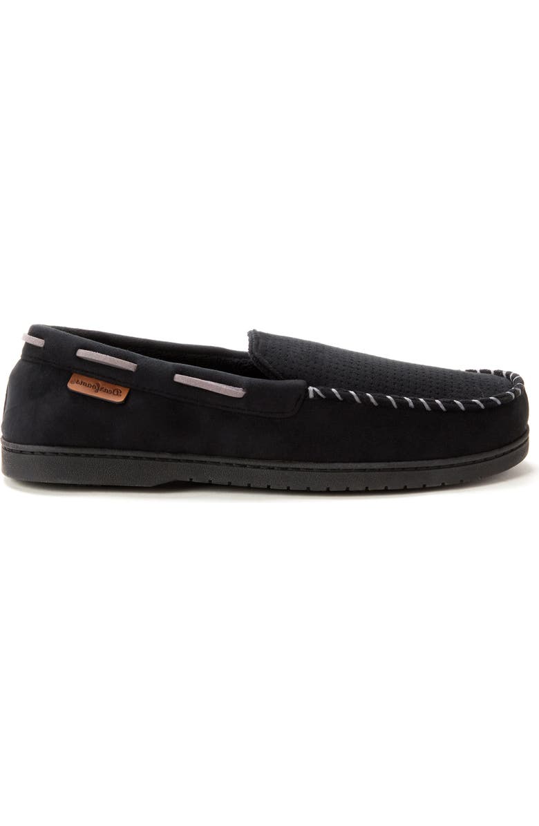 DEARFOAMS Keaton Microsuede Moccasin Slipper, Alternate, color, Black Solid