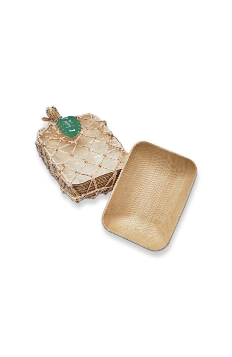 tag Eco Palm Leaf Rectangular Bowl Set of 12 Natural Dining, Main, color, Beige