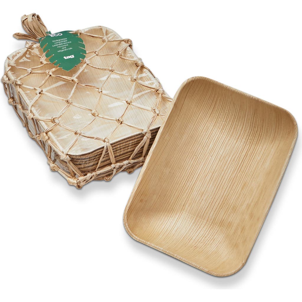 Tag Eco Palm Leaf Rectangular Bowl Set Of 12 Natural Dining In Gold