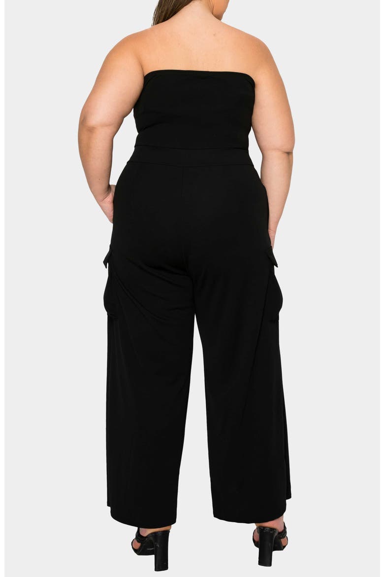 Yumi Strapless Cargo Jumpsuit, Alternate, color, BLACK