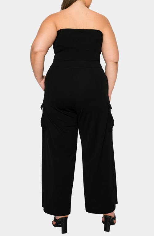 L I V D Yumi Strapless Cargo Jumpsuit In Black