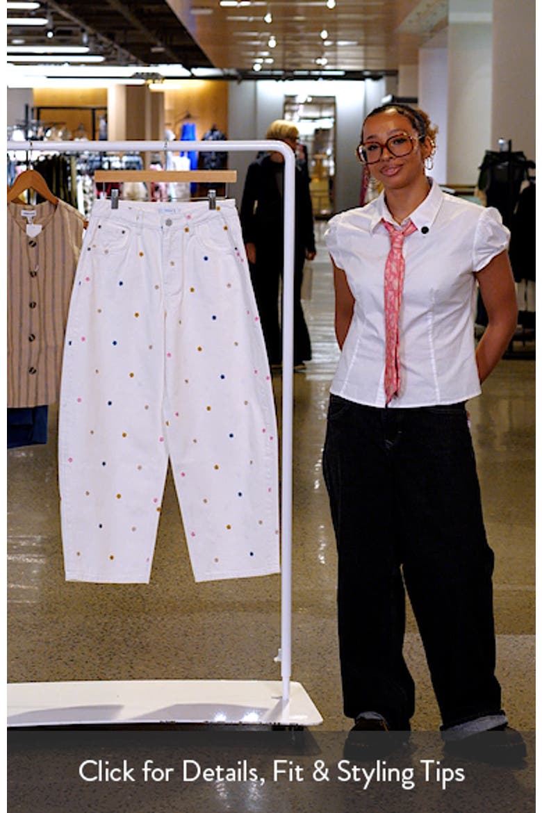 Embroidered High Waist Ankle Barrel Jeans video