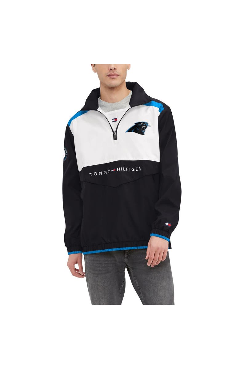 Tommy Hilfiger Men's Tommy Hilfiger Black/White Carolina Panthers Carter Half-Zip Hooded Top, Alternate, color, Black