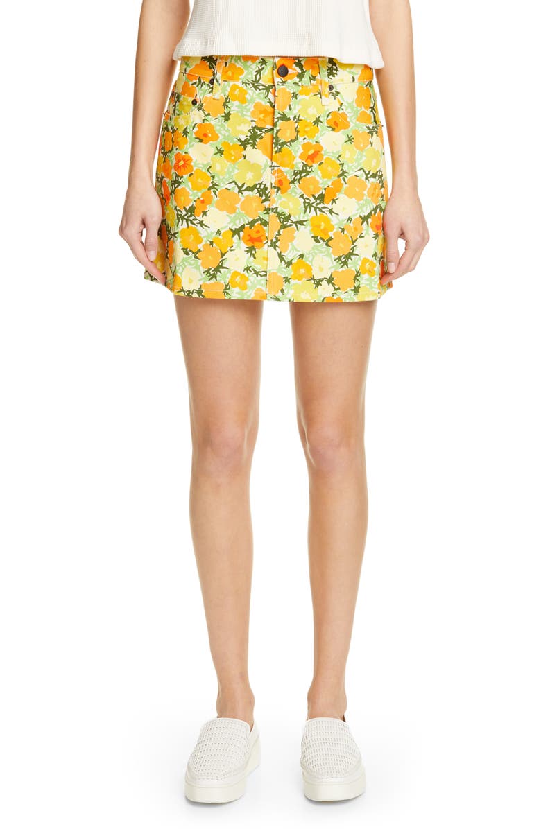 Simon Miller Floral Print Denim Miniskirt, Main, color,